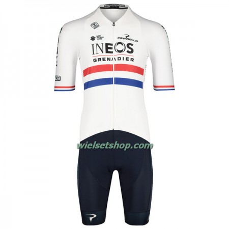 Fietskleding (Fietsshirt + Korte Koersbroek) 2022 INEOS Grenadiers Britse Kampioenschap - Wit